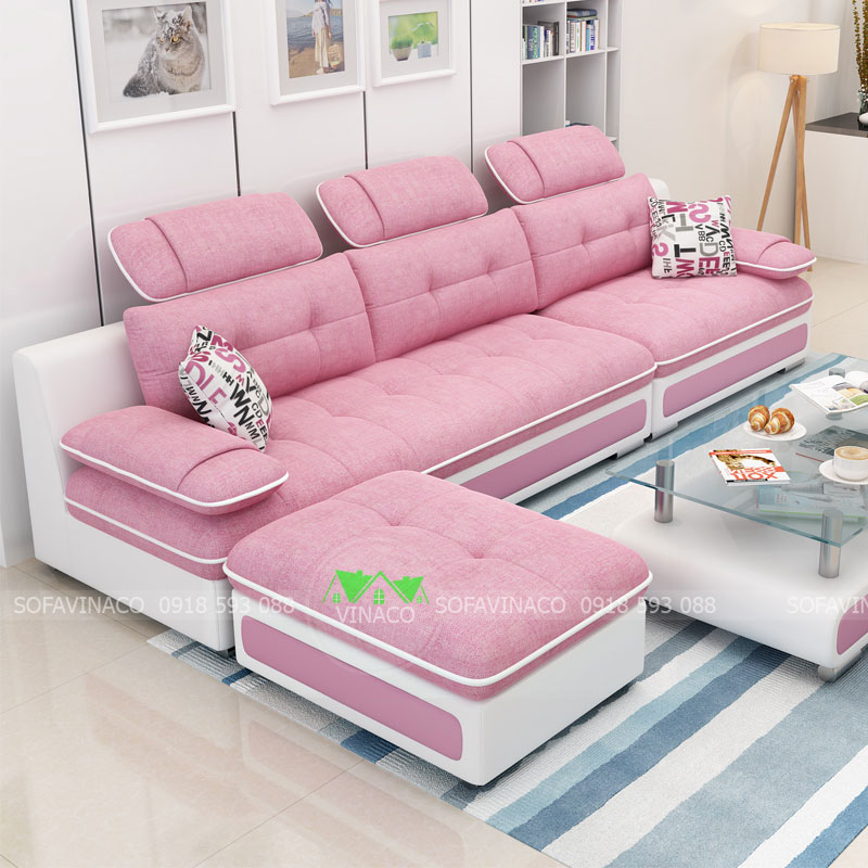 Mẫu ghế sofa văng màu hồng thạch anh cực đẹp